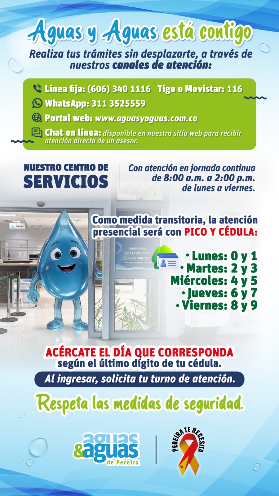 Canales de atención al usuario - Aguas y Aguas de Pereira